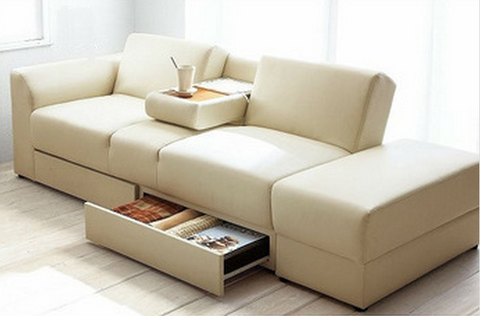 Sofa Cama Funcional Con Mesa Plegable Y Cajones